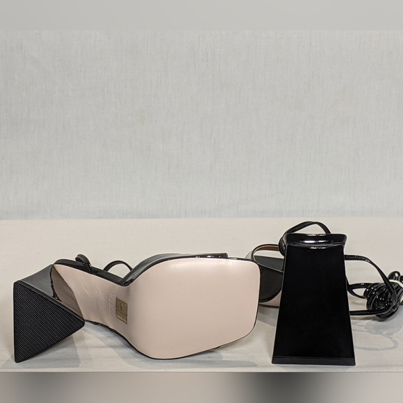 NEW Wetkiss Platform Heels Sexy Ankle Strap Square Open Toe Sz 7 black - Picture 3 of 4